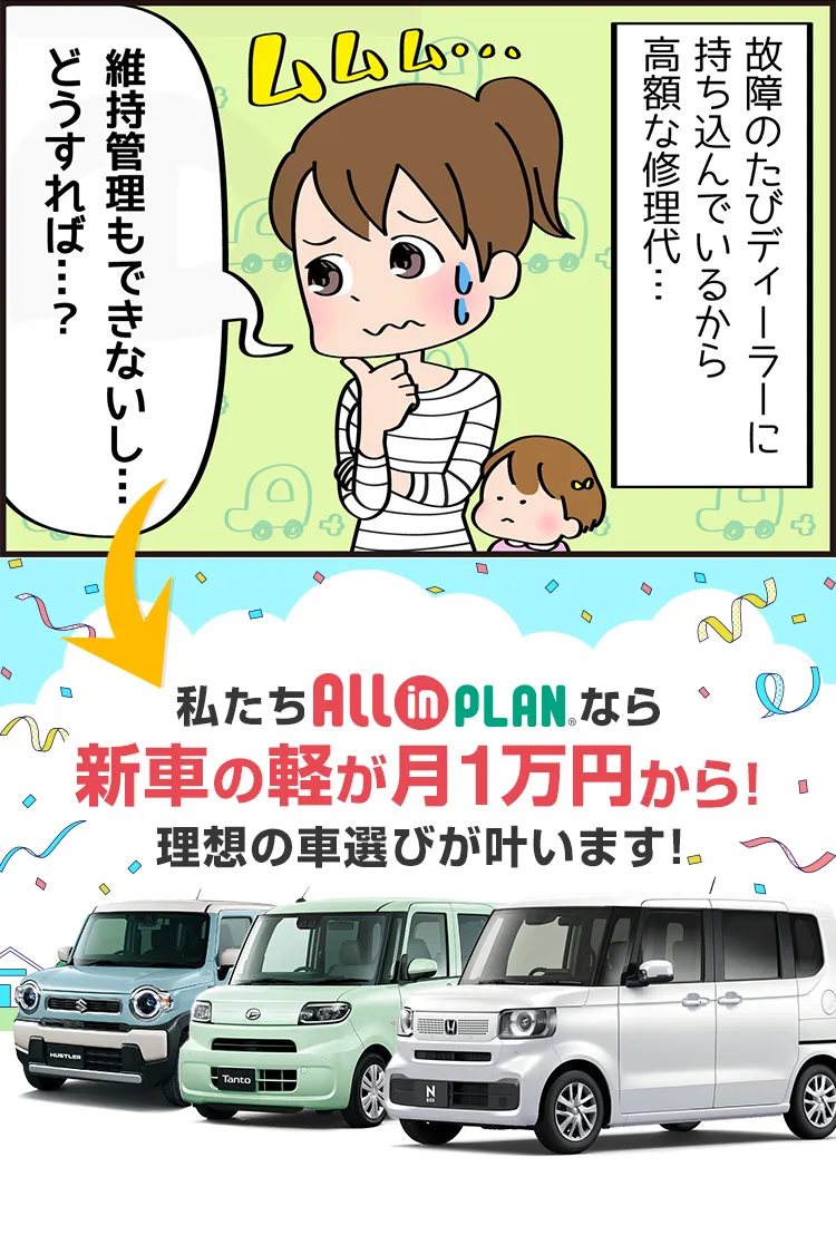 車の乗り換えに悩む人物の漫画